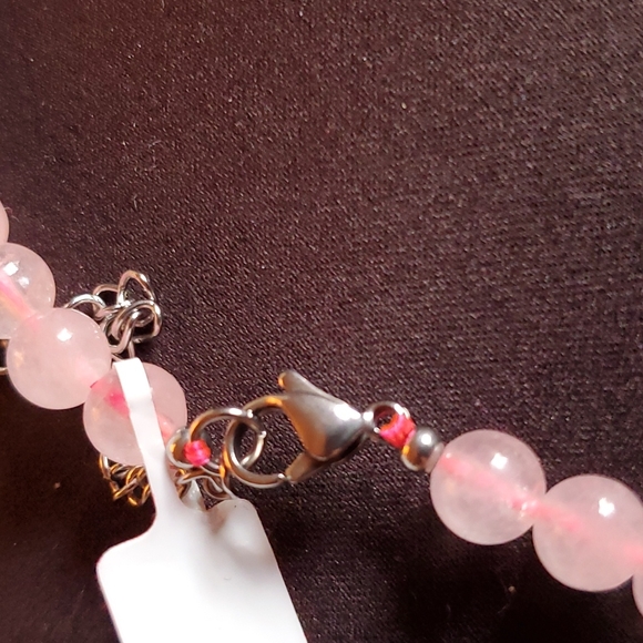 Rose Quartz 18-20in necklace in Stainless Steel - Picture 8 of 11